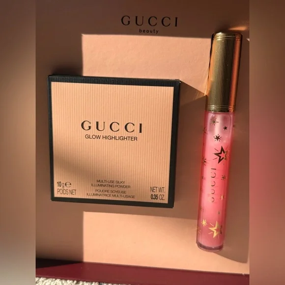 Gucci Beauty Glow Highlighter & Lip Gloss Gift Set Opal Pink + Bertha Pink New - Picture 3 of 5